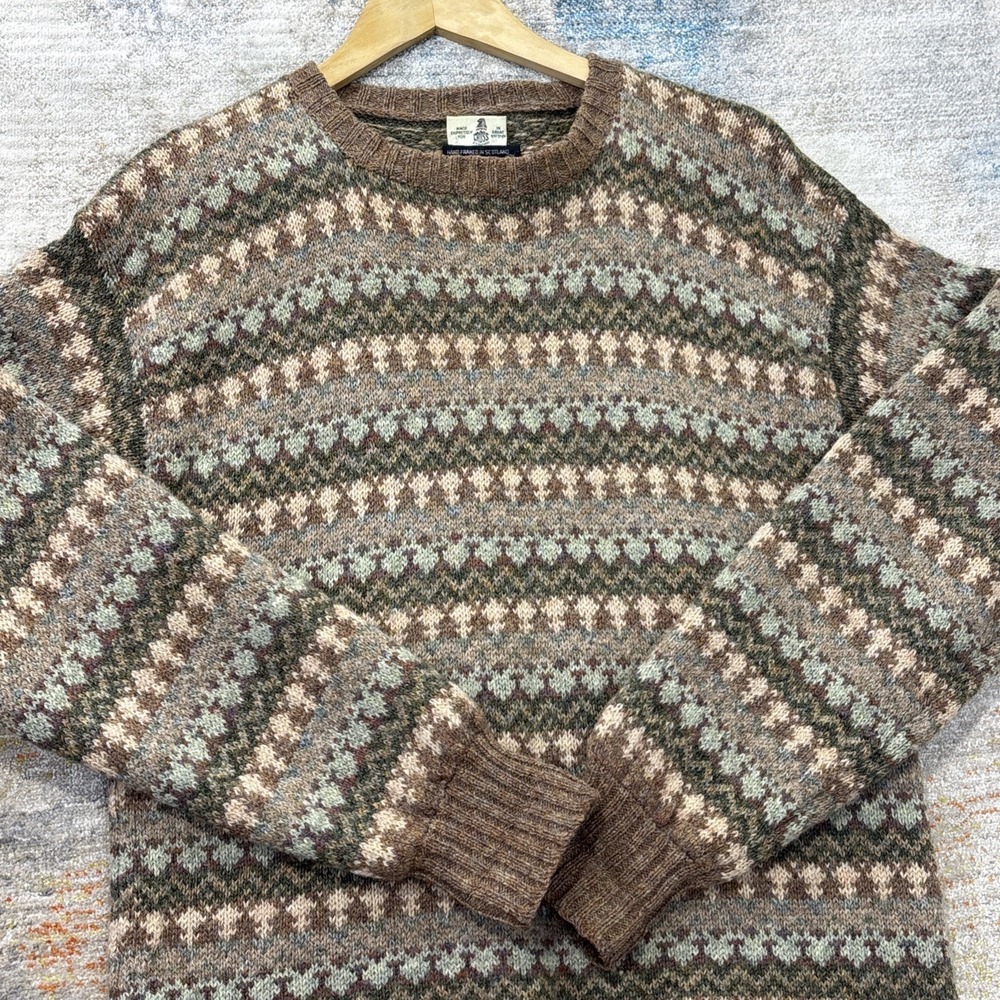 Vintage Mark Cross Scotland Fair Isle Virgin Wool Grandpa Sweater Men's 40N